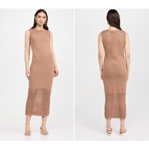525 America Tori Sleeveless Knit Cotton Midi Dress Womens Size S Brown Airy